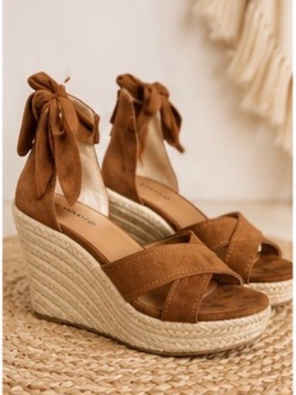 Torrid Brown Lace-Up Espadrille Wedge Sandals Size 6 WW Extra Wide NWT